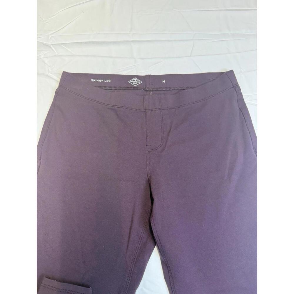 Leggings Women Pull On Stretch Athletic Pants Purple W/ Tummy Control Back Pocks